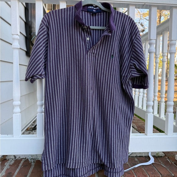 Vintage 90s Y2K Polo Ralph Lauren Purple Striped Collar Shirt Size XL - Picture 4 of 8